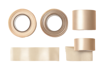 Beige ribbon rolls and lengths, various shapes
