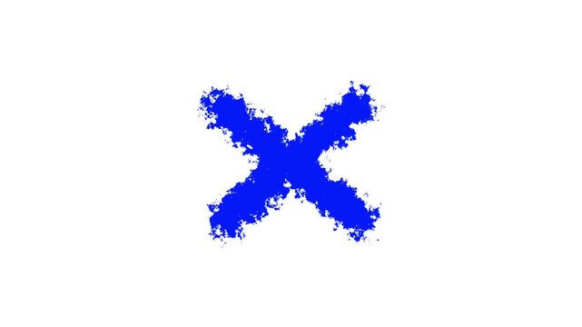 Animated blue X cross sign appearing on white background. Perfect for error notifications, wrong answer alerts, cancel icons, and UI/UX design projects.