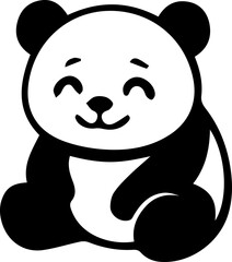 Cute Black and White Panda Holding a Drink Cup Vector Illustration