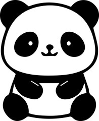 Cute Black and White Panda Holding a Drink Cup Vector Illustration
