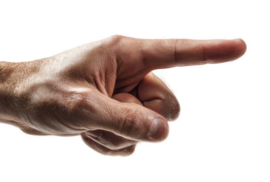 Close-up of a hand pointing right