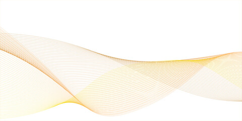 Golden and white wavy curve line with digital future technology concept background. Line art striped graphic template, banner background. Vector illustration.	