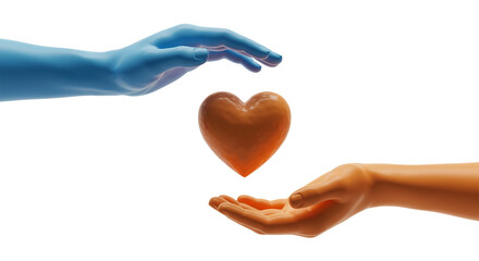 Obraz premium A Heart Passed Connection Love and Shared Emotion in a Dynamic Abstract Image of Giving with on transparent background