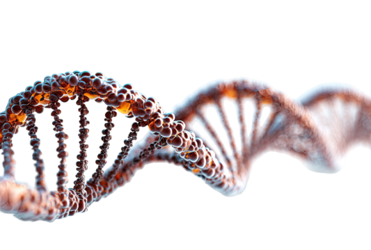 Double helix DNA structure, 3D illustration.  Complex, detailed, scientific, biological