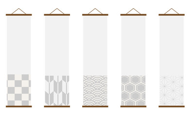 お正月や和風のイラストに使える掛け軸セット/Kakejiku (Japanese Hanging Scroll) Set