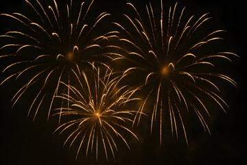 Golden fireworks in the night sky