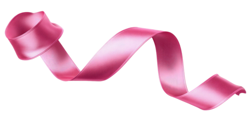 A vibrant, glossy pink ribbon curves elegantly