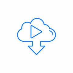 cloud play button uploading icon sign vector