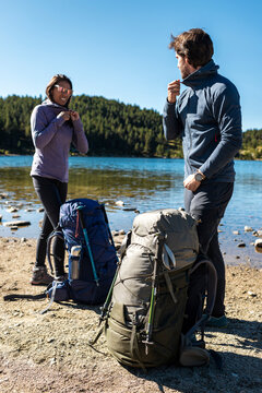 Outdoor lifestyle with durable trekking gear and high performance clothing