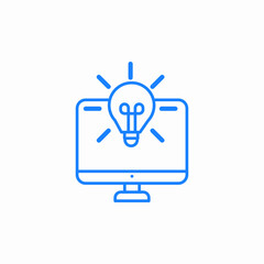 monitor light bulb icon sign vector