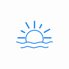 sunrise ocean waves icon sign vector
