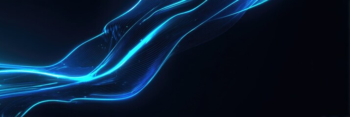 Abstract glowing blue lines against black background