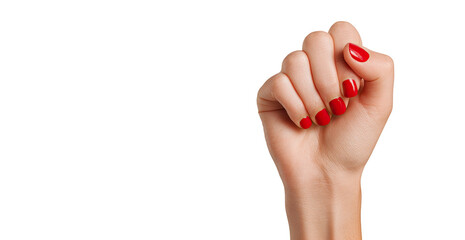 Close-up of a clenched hand with red manicured nails (2)