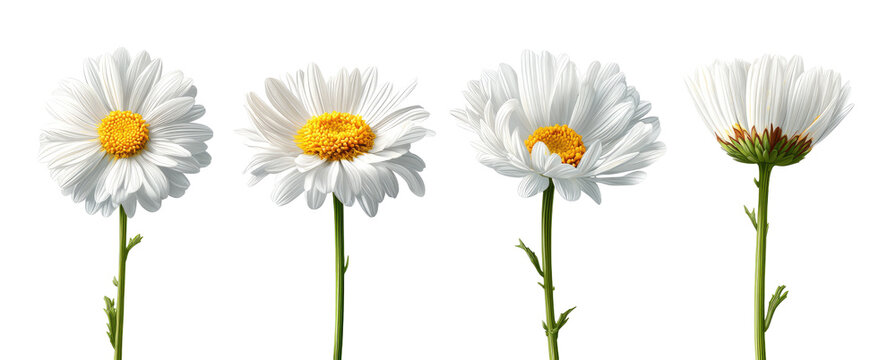 Fototapeta Four stages of a white daisy