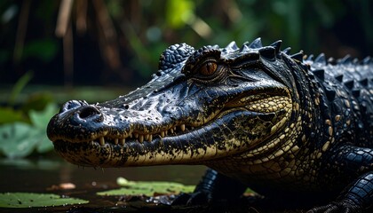 Fototapeta premium Close-up of a dark alligator
