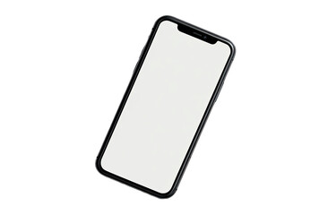 A black smartphone angled, blank screen