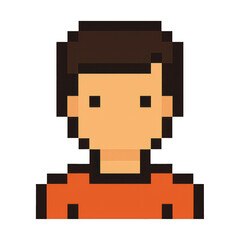 Obraz premium PNG Pixelated avatar with orange shirt.