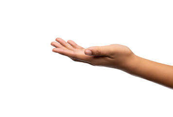 Open palm, outstretched hand against a black background. A child's or youth's hand is presented in profile, palm facing forward, fingers slightly spread.