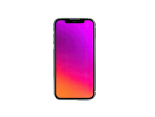 A modern smartphone with a vibrant gradient display.  The phone is presented in a vertical orientation, showcasing a vivid color gradient from magenta to orange-red across the screen.