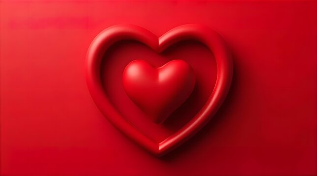 Vibrant Red Nested Hearts Love Symbol for Valentine's Day Romance Marketing and Health Promotion