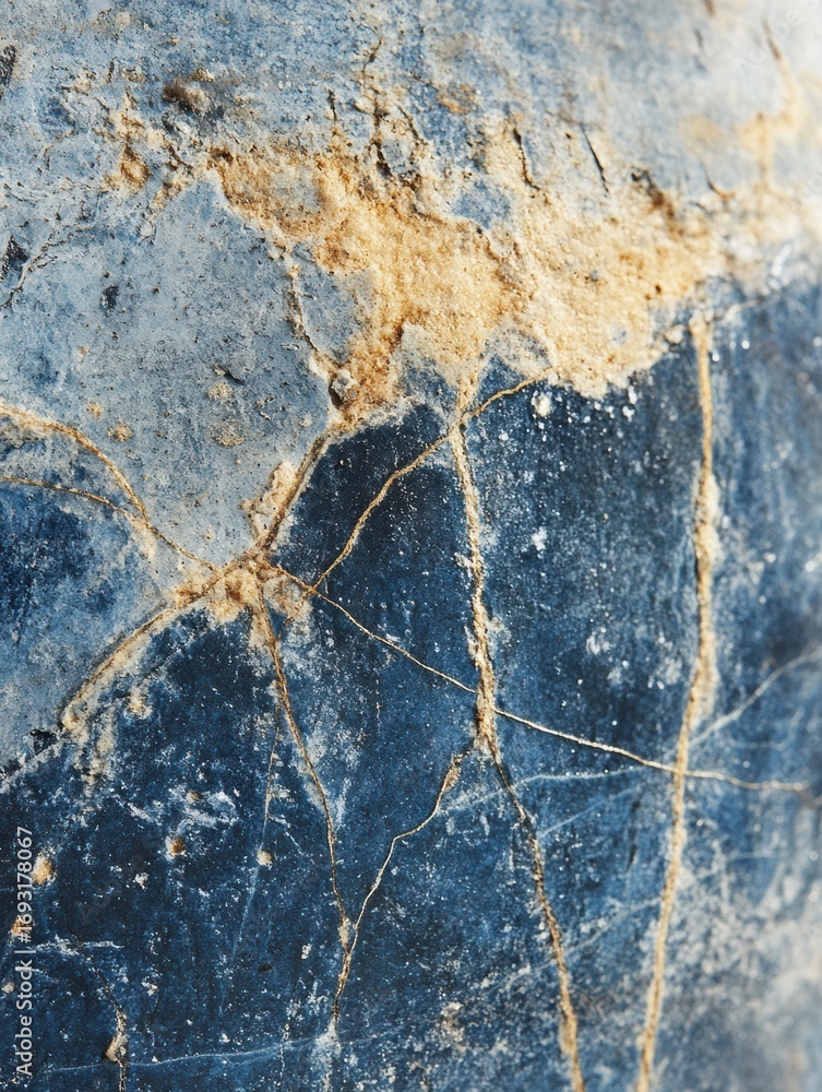 Poster close-up view of textured rock with intricate patterns and natural tones found in a geological site 