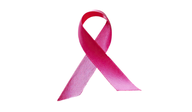 Pink ribbon on black background.  It's a symbol of breast cancer awareness