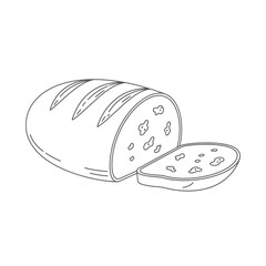 Winter male clothing icons vector art of loaf of bread with a slice, bakery line art illustration vector