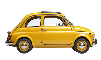 Side view of a bright yellow vintage car (2)