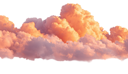 Peach-toned cloudscapes, soft and fluffy.  Horizon line visible