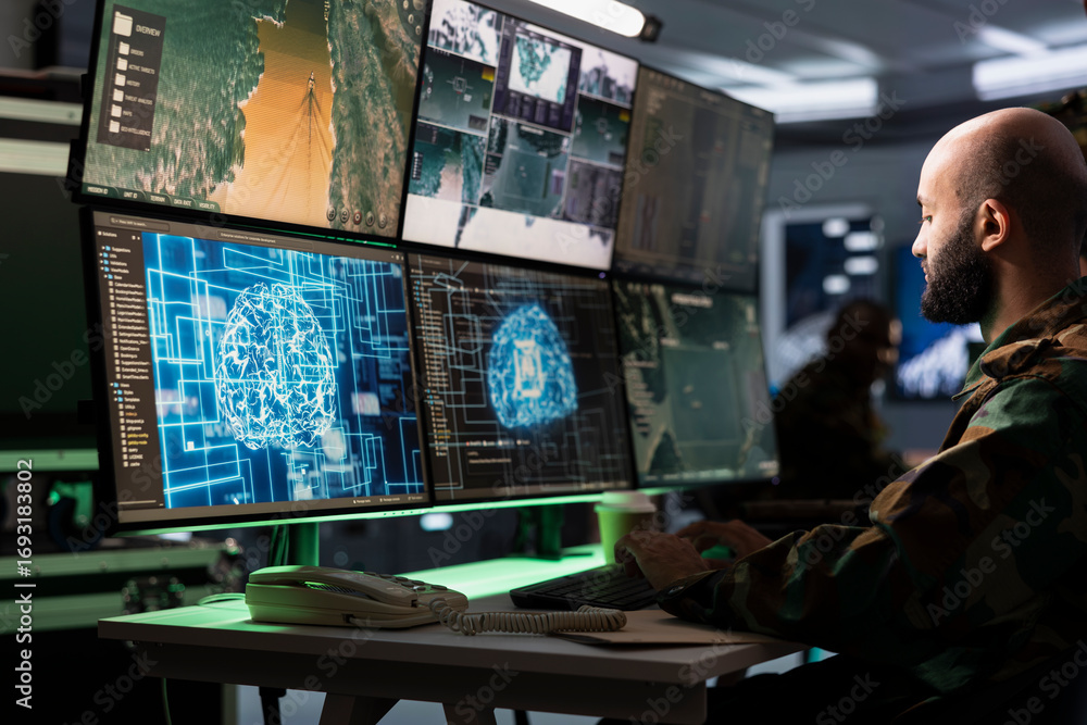 Aufkleber army computer scientist employing ai technology in military planning and decision making processes. 