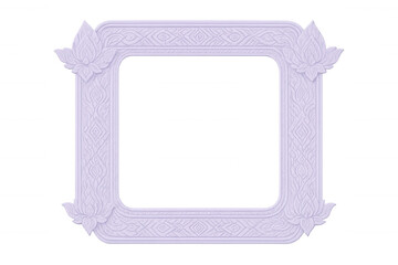 Lavender frame featuring lotus flower corners and intricate traditional thai patterns on a transparent background, perfect for adding an elegant touch