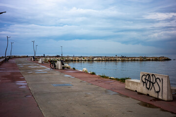 Pier with graffiti along Yalova coast