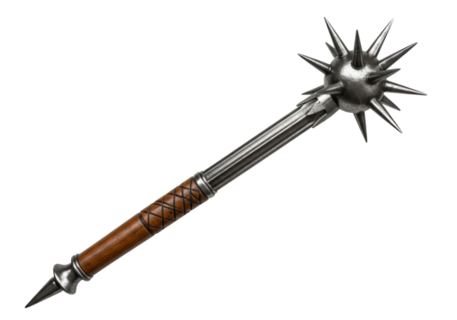Isolated Medieval Spiked Mace Weapon against No Background, an antique battle club