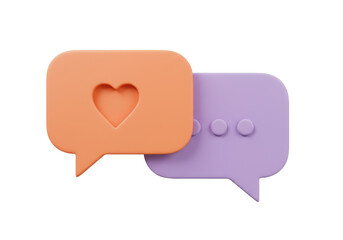 Isolated social media chat bubbles conveying romance and reply for online services