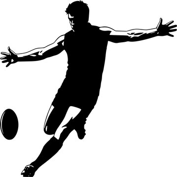 black and white vector illustration Afl Silhouette, Afl Svg, Australian rules football svg, Australian rules football silhouette, Australian afi clipart, Afi vector set 