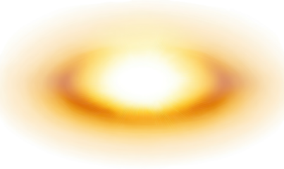 Oval, radiant, bright center with a soft, concentric orange-yellow gradient