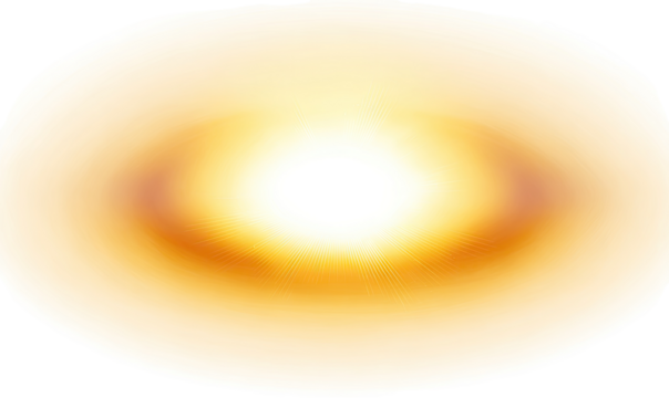 Oval, radiant, bright center with a soft, concentric orange-yellow gradient