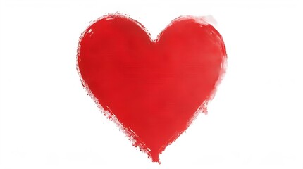 Vibrant red painted heart with visible brushstrokes, symbolizing love and passion, isolated on a clean white background. Ideal for romantic themes, Valentine's Day, and emotional art.