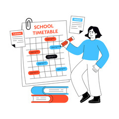 Conceptual flat design illustration of school timetable
