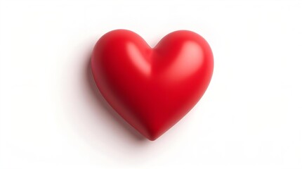 Fototapeta premium Vibrant red glossy heart, the universal symbol of love and romance, isolated on a clean white background, ideal for Valentine's Day, anniversaries, and loving sentiments.