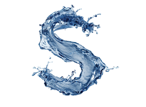 Watery letter "S" with dynamic splashes