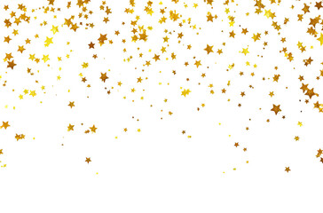 Gold confetti falling on black background