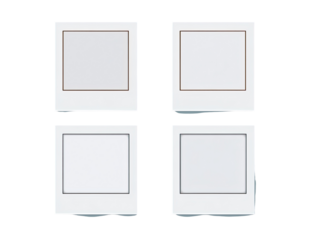 Four square, blank, light-colored frames