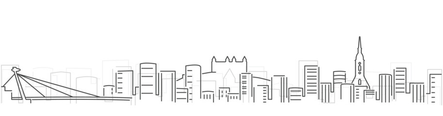 Bratislava Simple Dark Lines Skyline on White Background