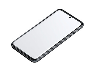 A modern, gray smartphone, angled, with a blank screen