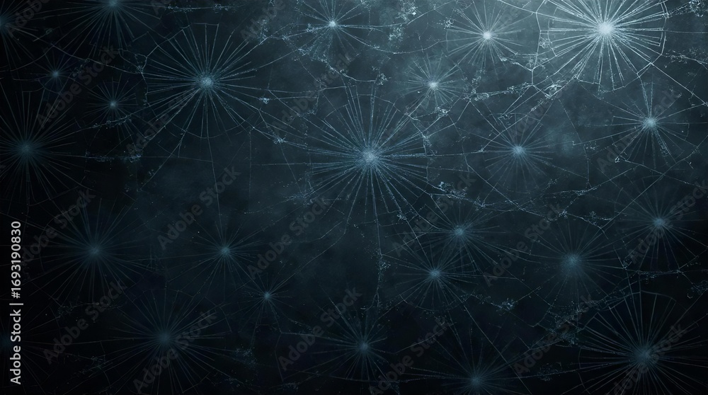 Wall mural intricate dark blue abstract network background with glowing interconnected nodes and radiating ligh