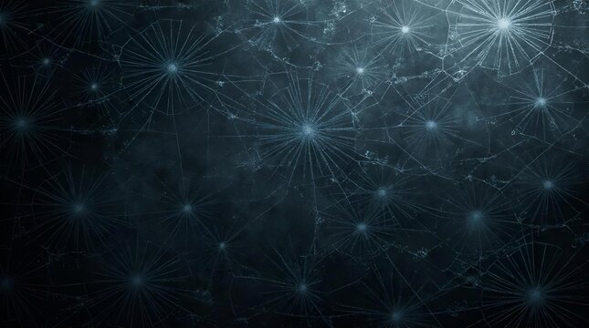 Intricate dark blue abstract network background with glowing interconnected nodes and radiating light, symbolizing technology, data, AI, or complex neural connections.