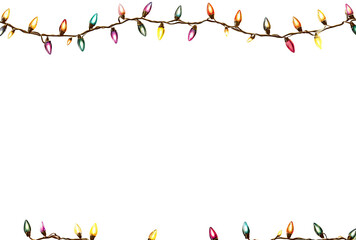 Colorful string lights against a black background