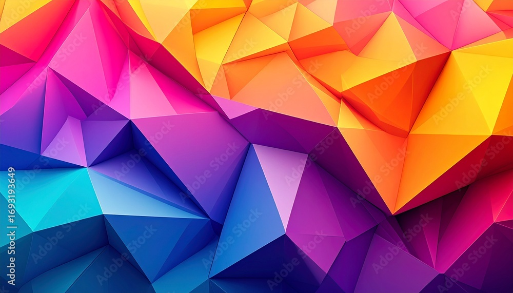 Poster vibrant multicolored polygonal background with a 3d geometric crystal structure. abstract low-poly t