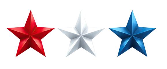 Three stars in red, white, and blue